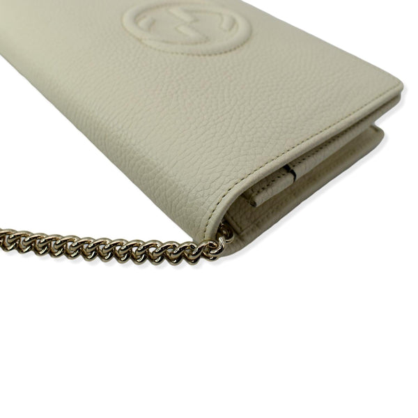 GUCCI Mini Soho Leather Wallet On Chain Crossbody Bag Ivory 598211