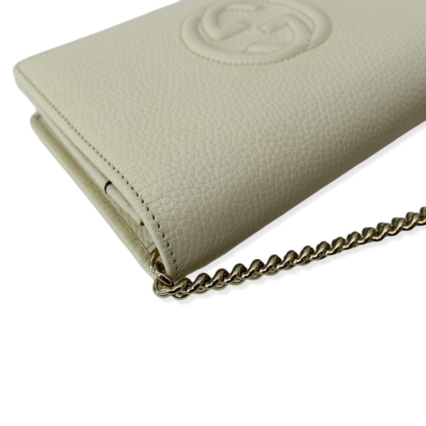 GUCCI Mini Soho Leather Wallet On Chain Crossbody Bag Ivory 598211