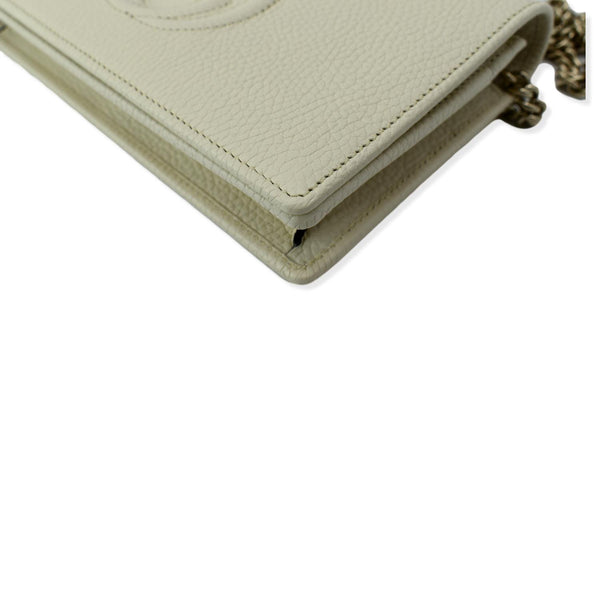 GUCCI Mini Soho Leather Wallet On Chain Crossbody Bag Ivory 598211