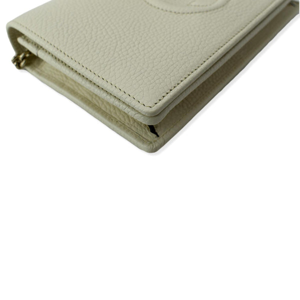 GUCCI Mini Soho Leather Wallet On Chain Crossbody Bag Ivory 598211