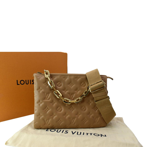 LOUIS VUITTON Coussin PM Monogram Embossed Shoulder Bag Camel