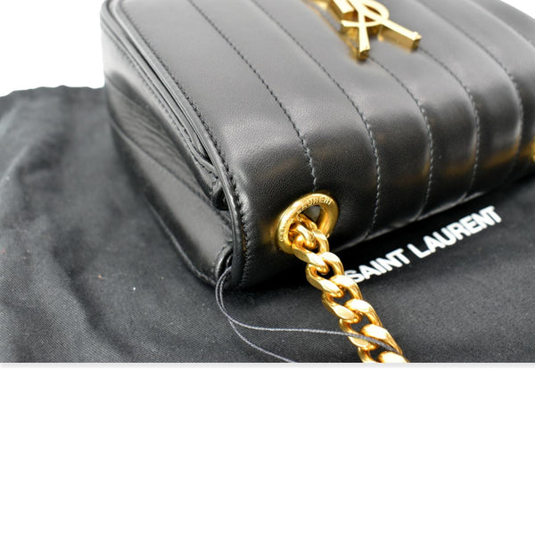 YVES SAINT LAURENT Vicky Small Monogram Leather Chain Crossbody Bag Black
