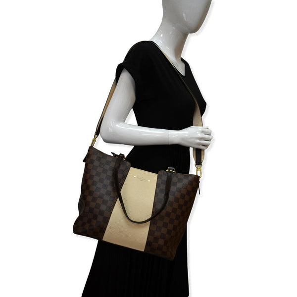 LOUIS VUITTON Jersey Damier Ebene Shoulder Bag Creme