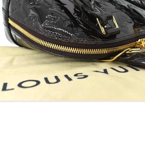 LOUIS VUITTON Alma BB Vernis Leather Satchel Crossbody Bag Amarante