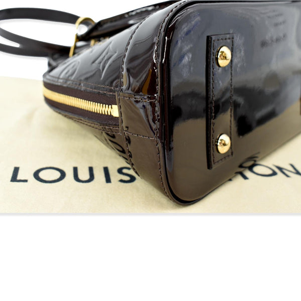 LOUIS VUITTON Alma BB Vernis Leather Satchel Crossbody Bag Amarante