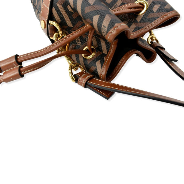 VERSACE La Greca Signature Mini Bucket Shoulder Bag Black