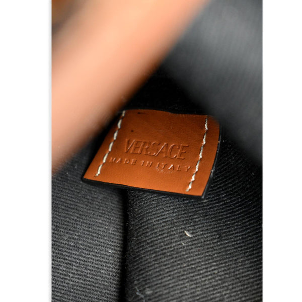 VERSACE La Greca Signature Mini Bucket Shoulder Bag Black