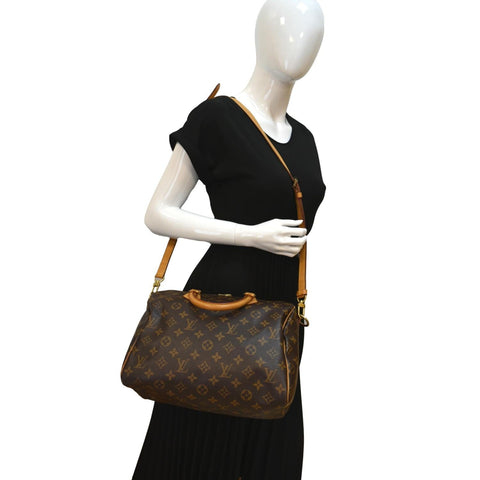LOUIS VUITTON Speedy 30 Bandouliere Monogram Canvas Shoulder Bag Brown