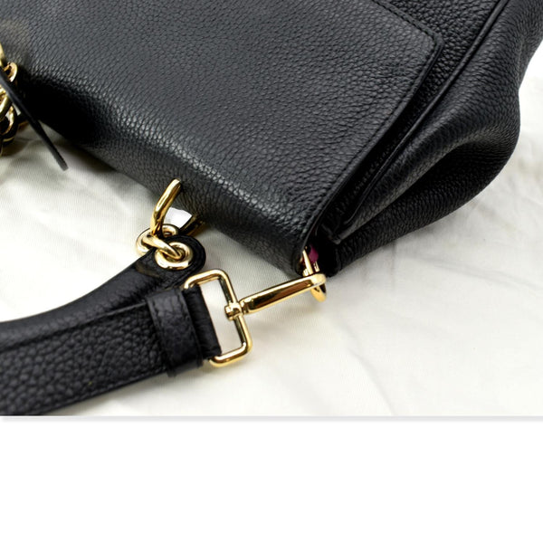 CHRISTIAN DIOR Be Dior Small Leather Flap Shoulder Bag Black