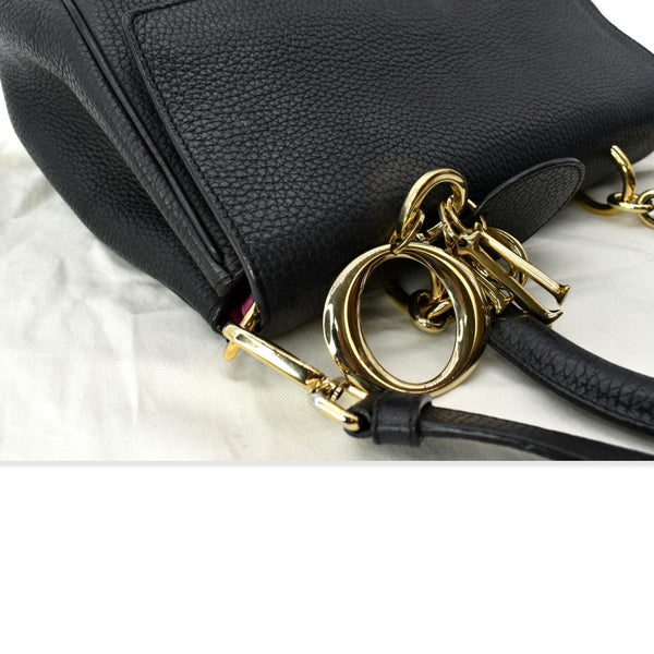 CHRISTIAN DIOR Be Dior Small Leather Flap Shoulder Bag Black