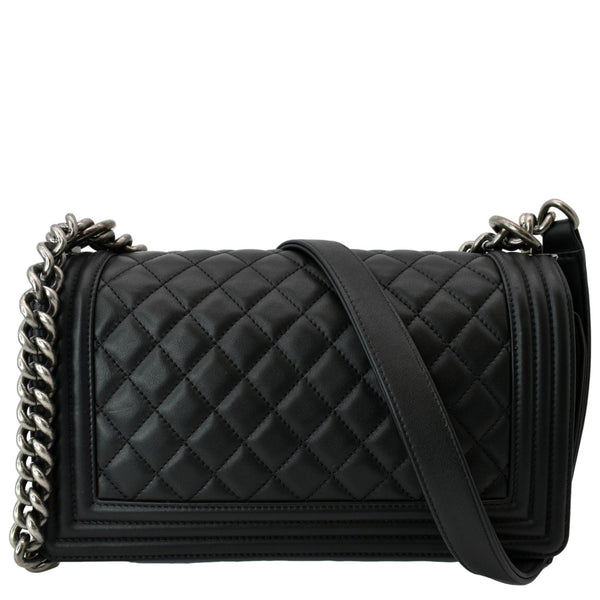 CHANEL Medium Boy Flap Leather Shoulder Bag Black