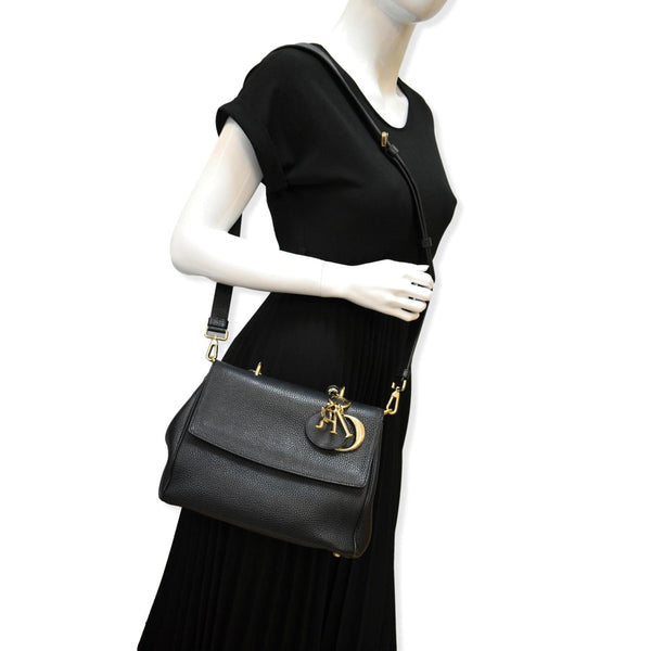 CHRISTIAN DIOR Be Dior Small Leather Flap Shoulder Bag Black