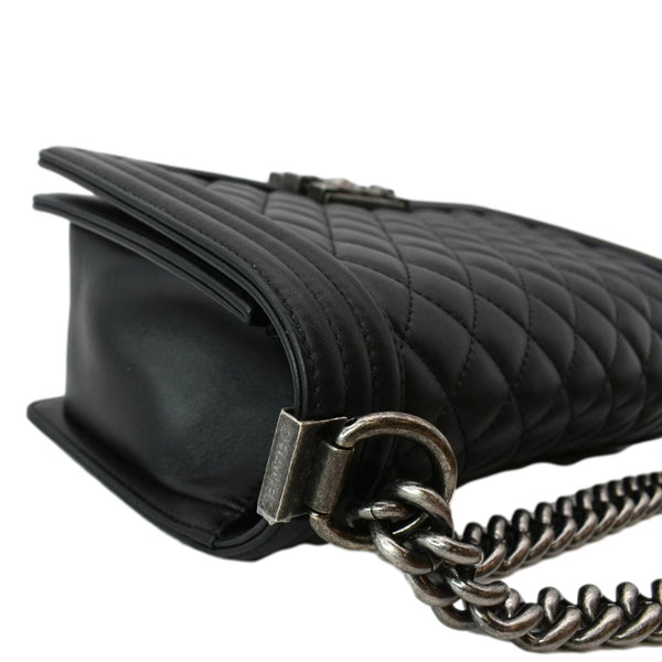 CHANEL Medium Boy Flap Leather Shoulder Bag Black