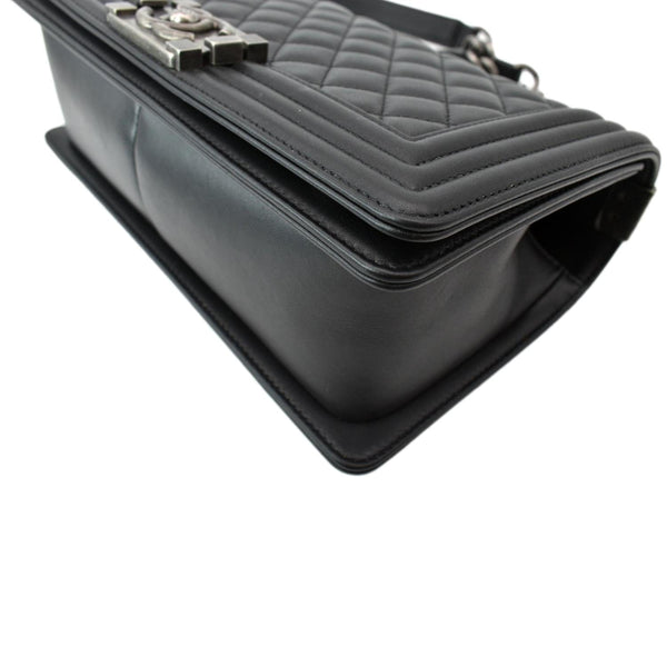 CHANEL Medium Boy Flap Leather Shoulder Bag Black