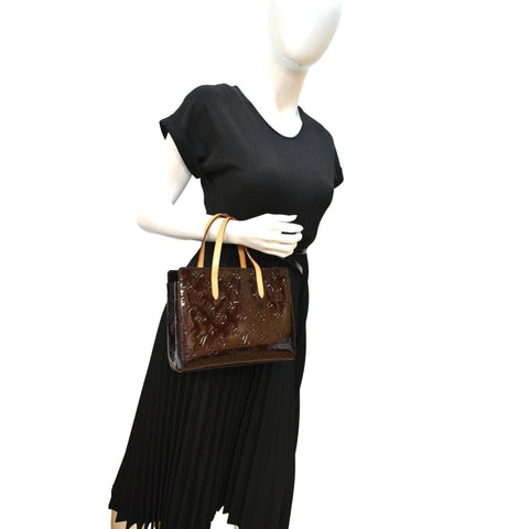 LOUIS VUITTON Catalina Vernis Leather Satchel Bag Amarante