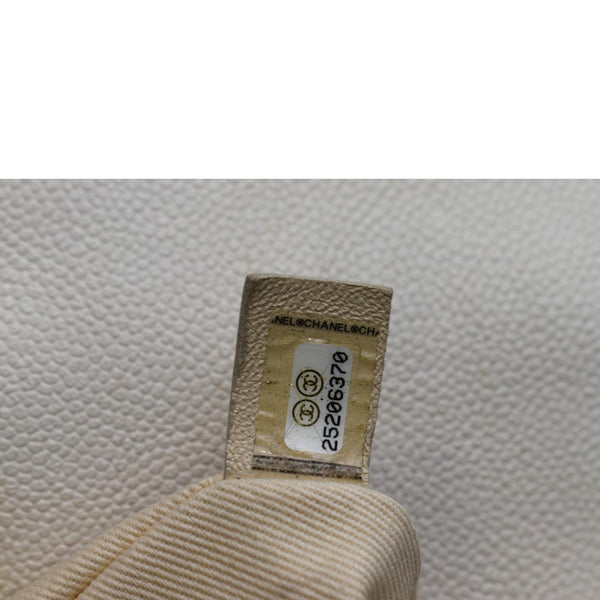 CHANEL Coco Cuba Caviar Leather Top Handle Shoulder Bag Ivory