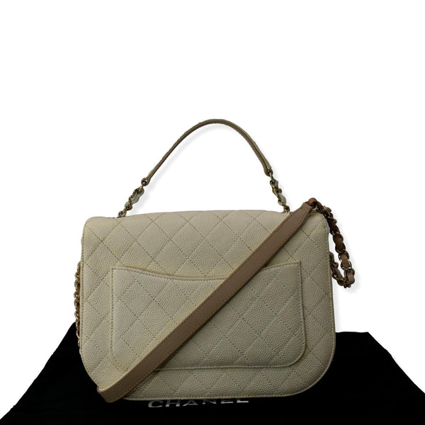 CHANEL Coco Cuba Caviar Leather Top Handle Shoulder Bag Ivory