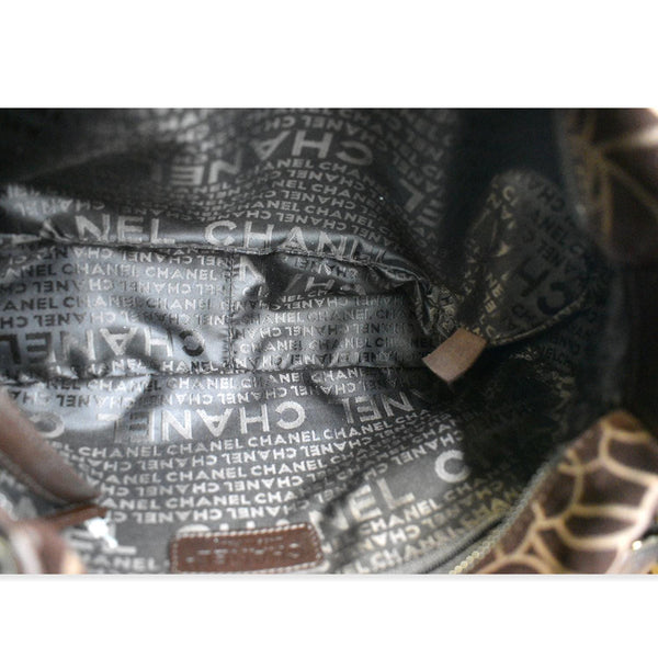 CHANEL Camellia Chain Embossed Suede Medium Shoulder Bag Brown