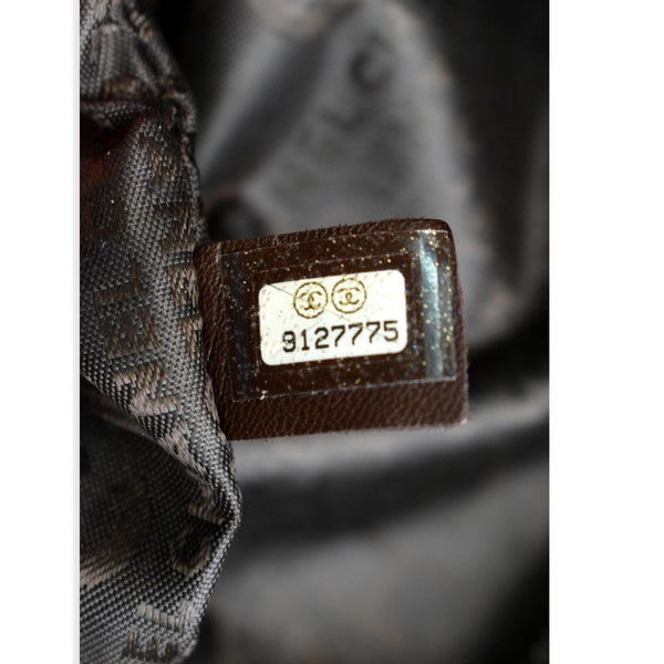 CHANEL Camellia Chain Embossed Suede Medium Shoulder Bag Brown