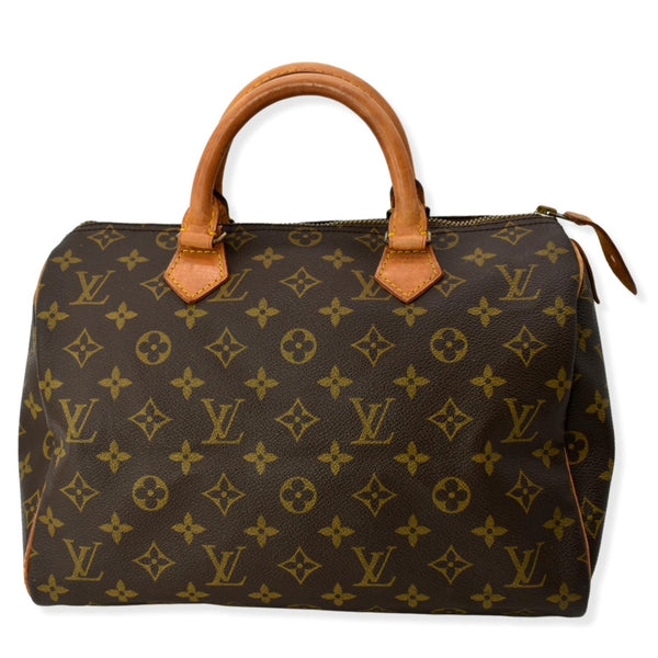LOUIS VUITTON Speedy 30 Monogram Canvas Satchel Bag Brown