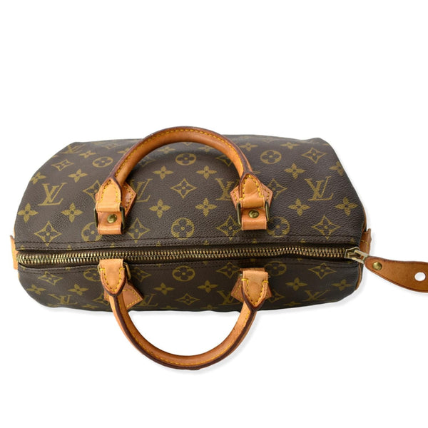 LOUIS VUITTON Speedy 30 Monogram Canvas Satchel Bag Brown