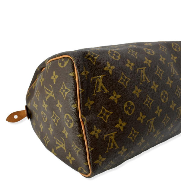 LOUIS VUITTON Speedy 30 Monogram Canvas Satchel Bag Brown