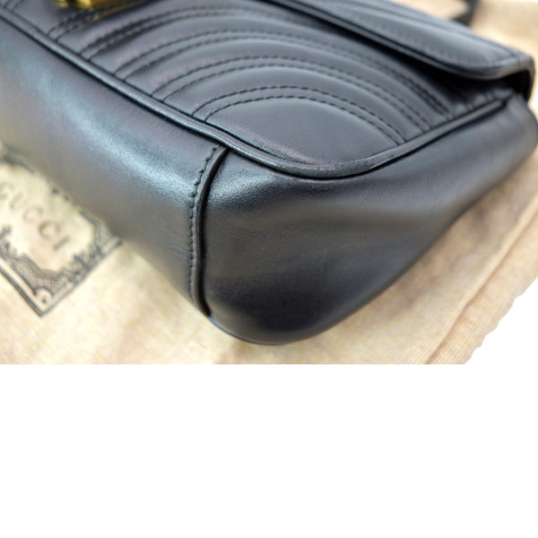 GUCCI GG Marmont Small Matelasse Leather Crossbody Bag Black 443497