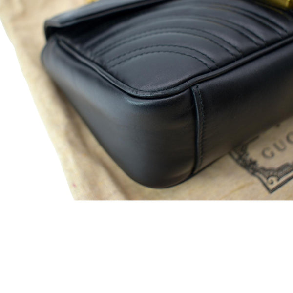 GUCCI GG Marmont Small Matelasse Leather Crossbody Bag Black 443497