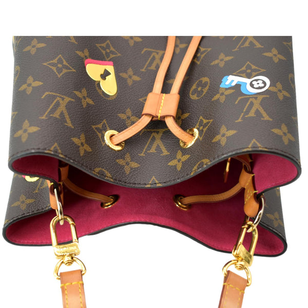 LOUIS VUITTON Love Lock NeoNoe Monogram Canvas Shoulder Bag Brown