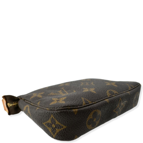 LOUIS VUITTON Mini Pochette Monogram Canvas Accessories Pouch Brown