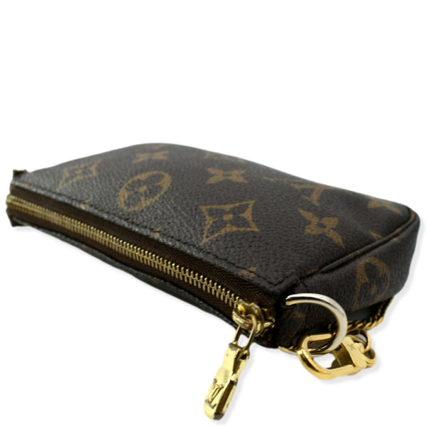 LOUIS VUITTON Mini Pochette Monogram Canvas Accessories Pouch Brown
