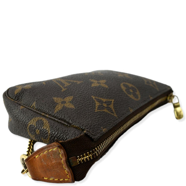 LOUIS VUITTON Mini Pochette Monogram Canvas Accessories Pouch Brown
