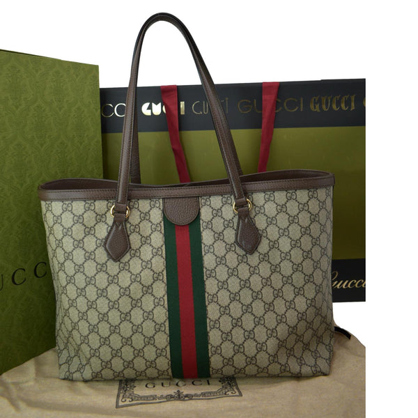 GUCCI Ophidia Medium GG Supreme Canvas Tote Bag Beige 631685