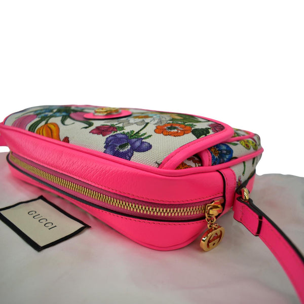 GUCCI Flora Canvas Tote Shoulder Bag Pink 550147