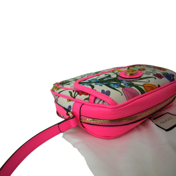 GUCCI Flora Canvas Tote Shoulder Bag Pink 550147