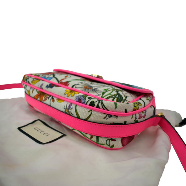 GUCCI Flora Canvas Tote Shoulder Bag Pink 550147