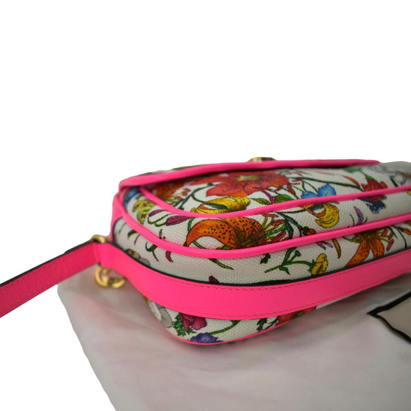 GUCCI Flora Canvas Tote Shoulder Bag Pink 550147