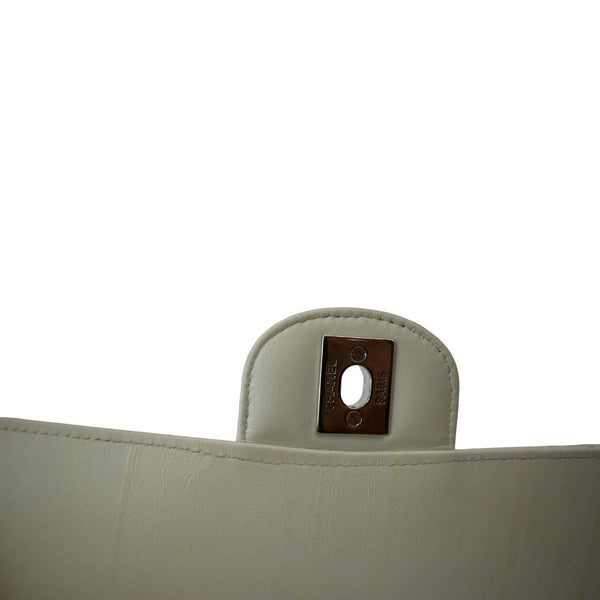 CHANEL Mini Flap Grained Calfskin Leather Crossbody Bag White