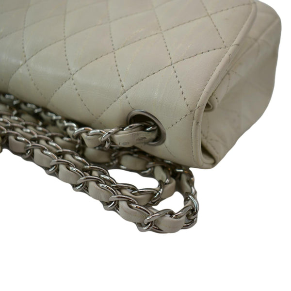 CHANEL Mini Flap Grained Calfskin Leather Crossbody Bag White