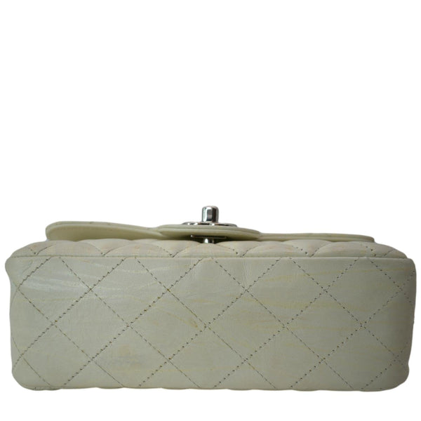 CHANEL Mini Flap Grained Calfskin Leather Crossbody Bag White