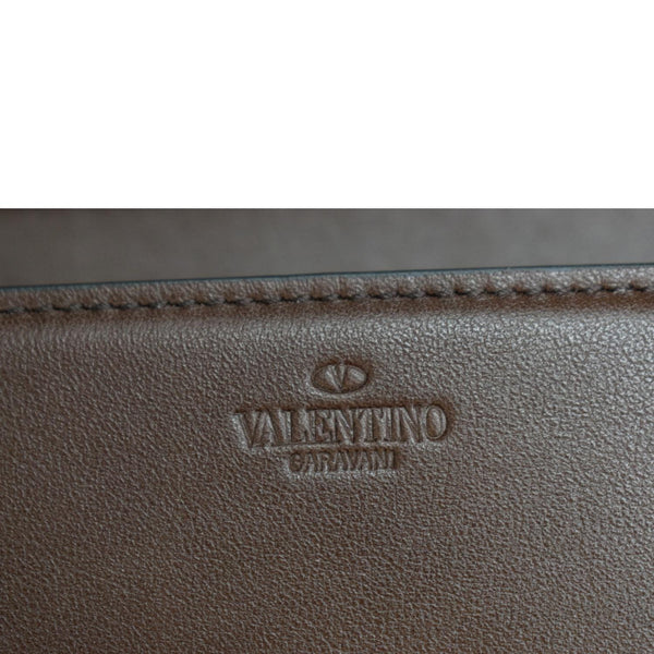 VALENTINO Loco V Logo Calfskin Leather Crossbody Bag Dark Brown