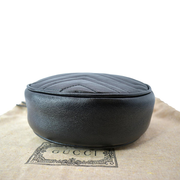 GUCCI GG Marmont Mini Round Leather Crossbody Bag Black 550154