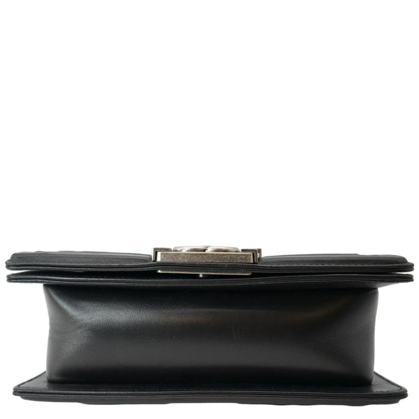 CHANEL Small Flap Boy Python Leather Shoulder Bag Black