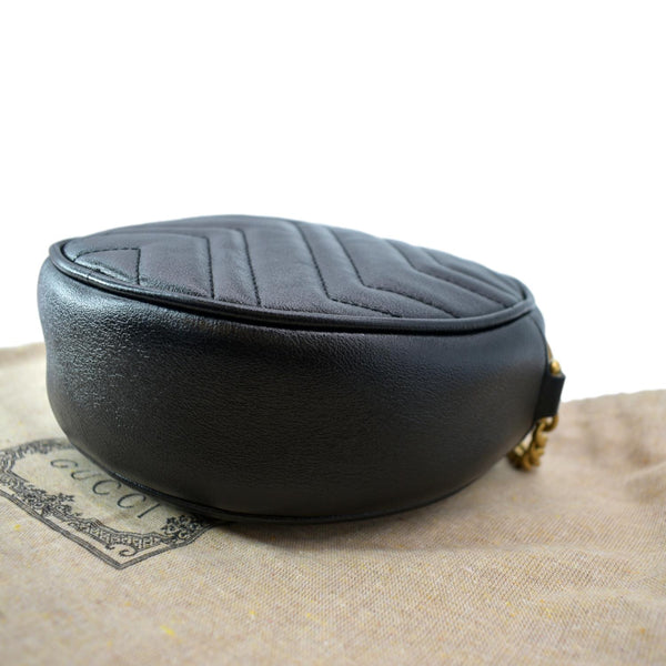 GUCCI GG Marmont Mini Round Leather Crossbody Bag Black 550154