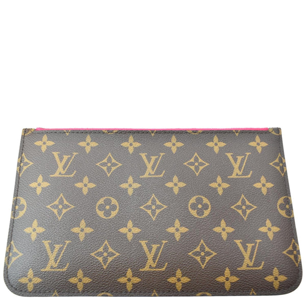 LOUIS VUITTON Neverfull MM Pochette Wristlet Pouch Monogram Canvas Brown