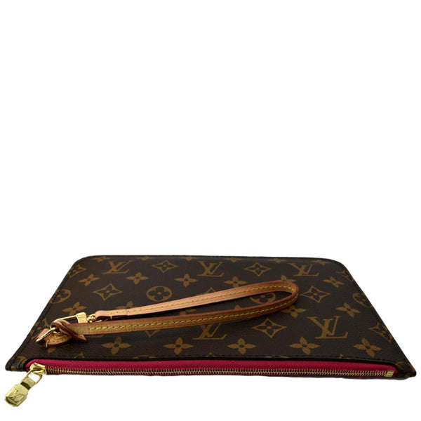 LOUIS VUITTON Neverfull MM Pochette Wristlet Pouch Monogram Canvas Brown