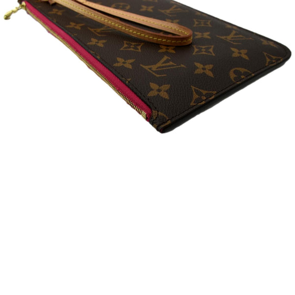 LOUIS VUITTON Neverfull MM Pochette Wristlet Pouch Monogram Canvas Brown