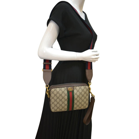 GUCCI Ophidia GG Supreme Canvas Crossbody Bag Beige 699439