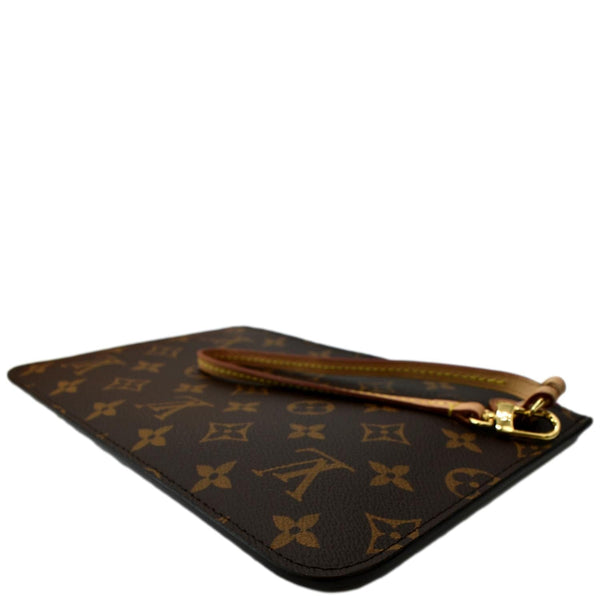 LOUIS VUITTON Neverfull MM Pochette Wristlet Pouch Monogram Canvas Brown