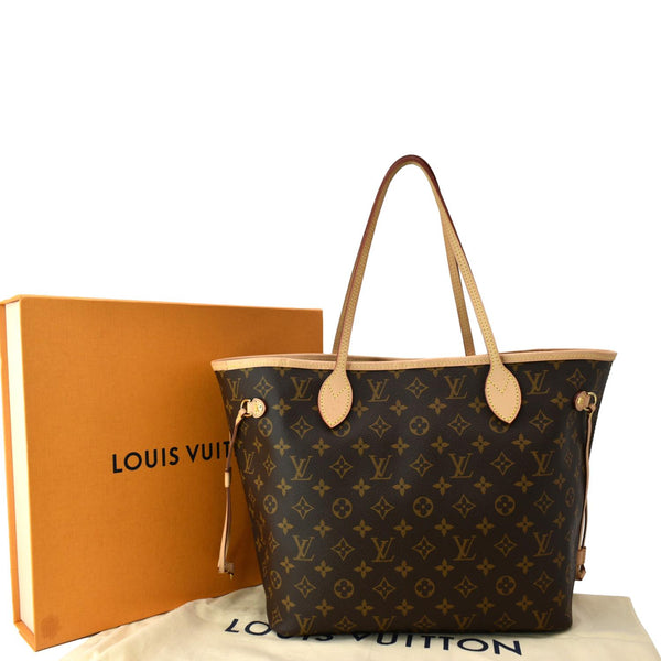 LOUIS VUITTON Neverfull MM Monogram Canvas Tote Bag Brown